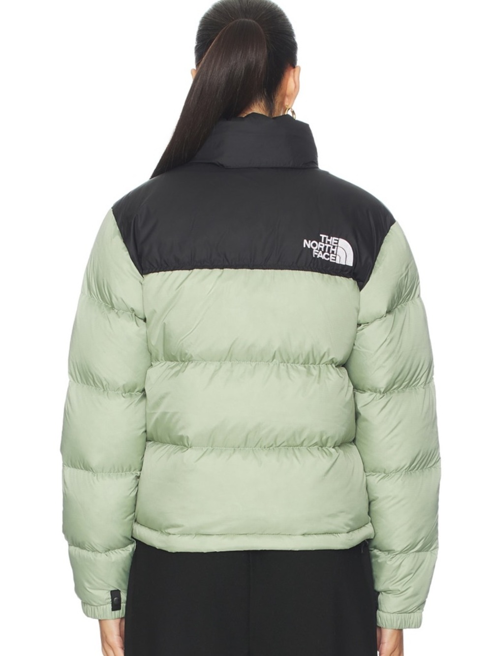The North Face Women's Two-Tone Sage and Black Puffer Jacket Sz snap - Picture 5 of 7